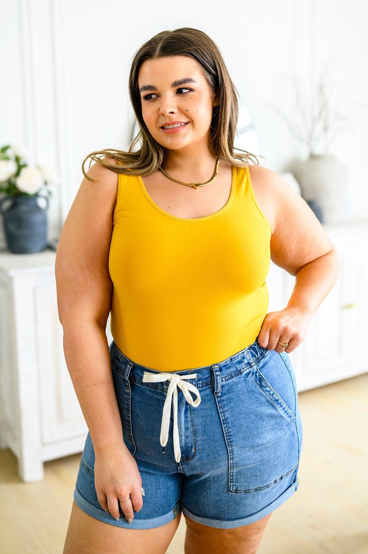 The Basics Reversible Longline Tank in Mustard - AS5508-01 - Love it Curvy