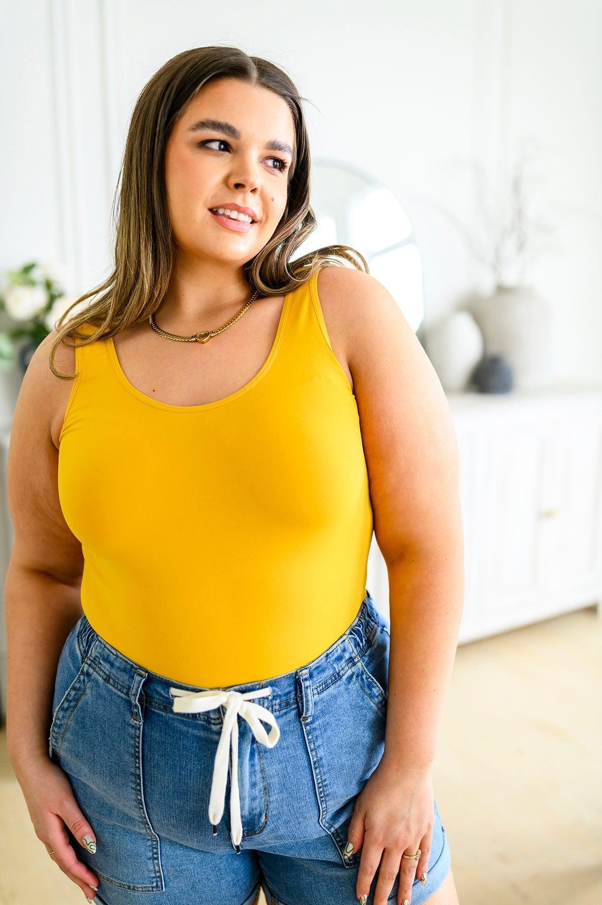 The Basics Reversible Longline Tank in Mustard - AS5508-01 - Love it Curvy