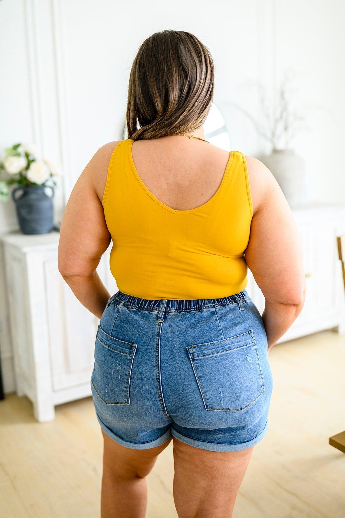 The Basics Reversible Longline Tank in Mustard - AS5508-01 - Love it Curvy