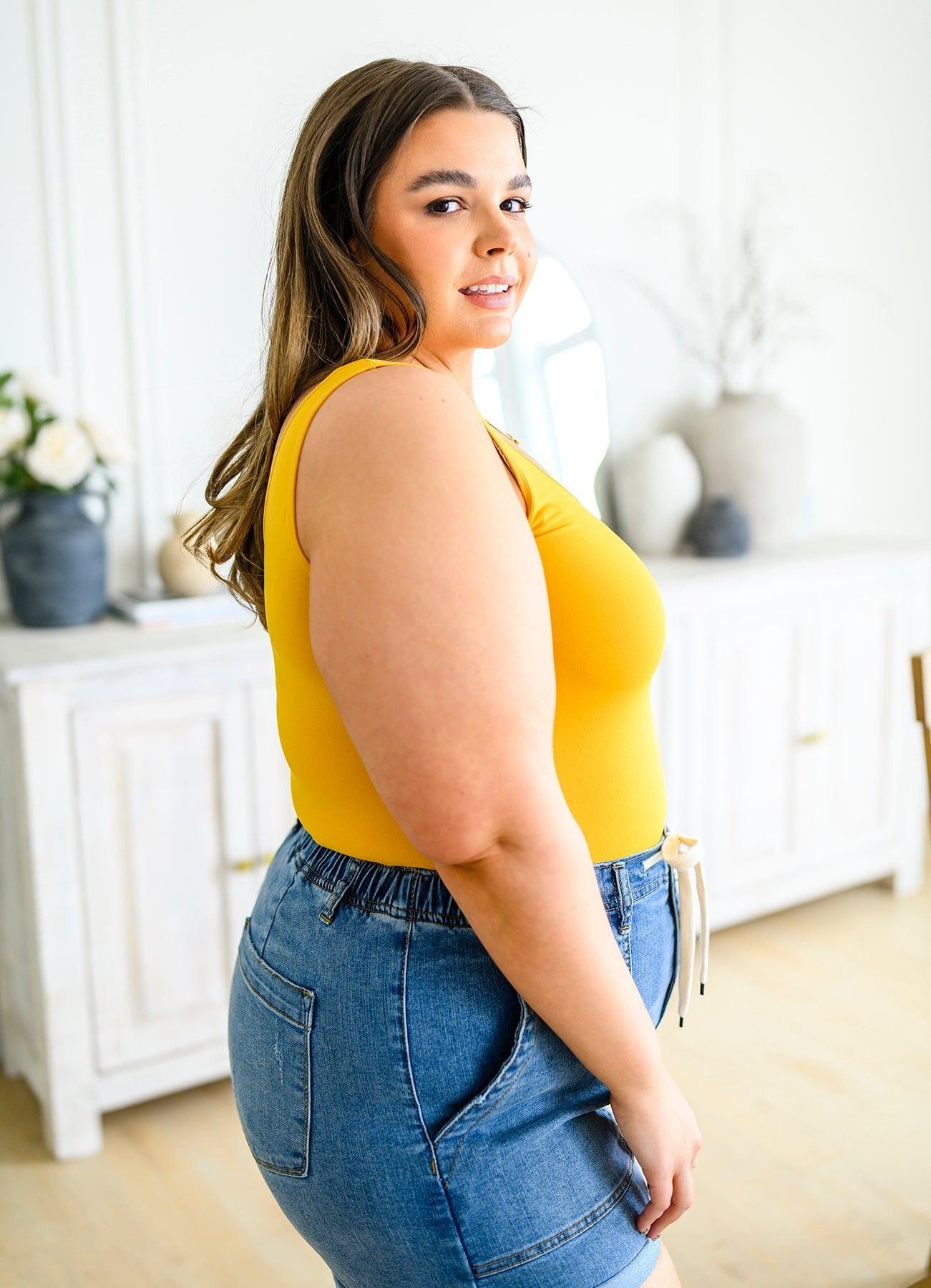 The Basics Reversible Longline Tank in Mustard - AS5508-01 - Love it Curvy