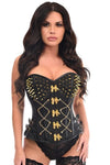 Top Drawer Black Brocade & Gold Spikes Steel Boned Corset - Love it Curvy