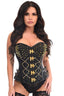 Top Drawer Black Brocade & Gold Spikes Steel Boned Corset - Love it Curvy