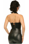Top Drawer Black Faux Leather Steel Boned Collared Bustier Top - Love it Curvy