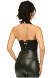 Top Drawer Black Faux Leather Steel Boned Collared Bustier Top