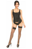 Top Drawer Black Satin Steel Boned Corset w/Straps