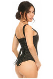 Top Drawer Black Satin Steel Boned Corset w/Straps