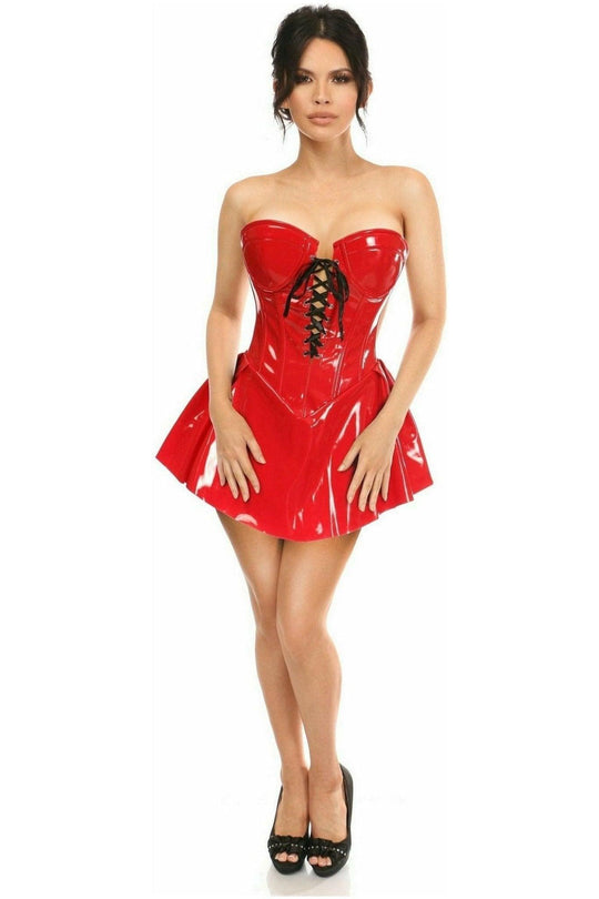 Top Drawer Red Patent Steel Boned Corseted Dress - Love it Curvy