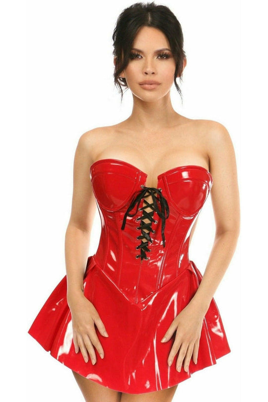 Top Drawer Red Patent Steel Boned Corseted Dress - Love it Curvy