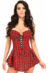 Top Drawer Red Plaid Steel Boned Corset Dress - TD - 1854 - S - Love it Curvy