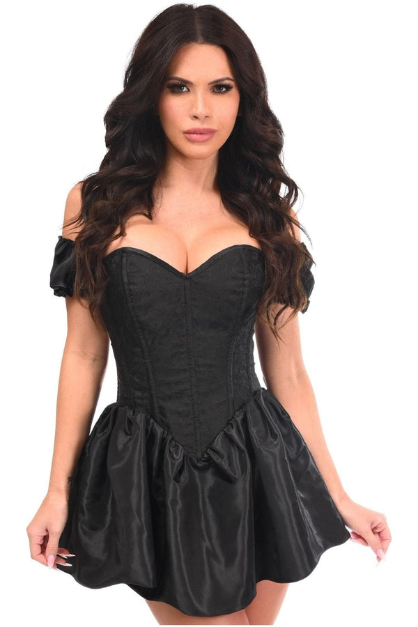 Top Drawer Steel Boned Black Brocade & Taffeta Corset Dress - Love it Curvy