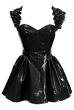 Top Drawer Steel Boned Black Patent PVC Vinyl Corset Dress - TD - 089 - S - Love it Curvy