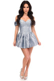 Top Drawer Steel Boned Dusty Blue Brocade & Taffeta Corset Dress - TD - 108 - S - Love it Curvy