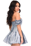 Top Drawer Steel Boned Dusty Blue Brocade & Taffeta Corset Dress - TD - 108 - S - Love it Curvy