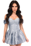 Top Drawer Steel Boned Dusty Blue Brocade & Taffeta Corset Dress - TD - 108 - S - Love it Curvy