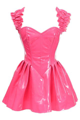 Top Drawer Steel Boned Hot Pink Patent PVC Vinyl Corset Dress - TD - 087 - S - Love it Curvy