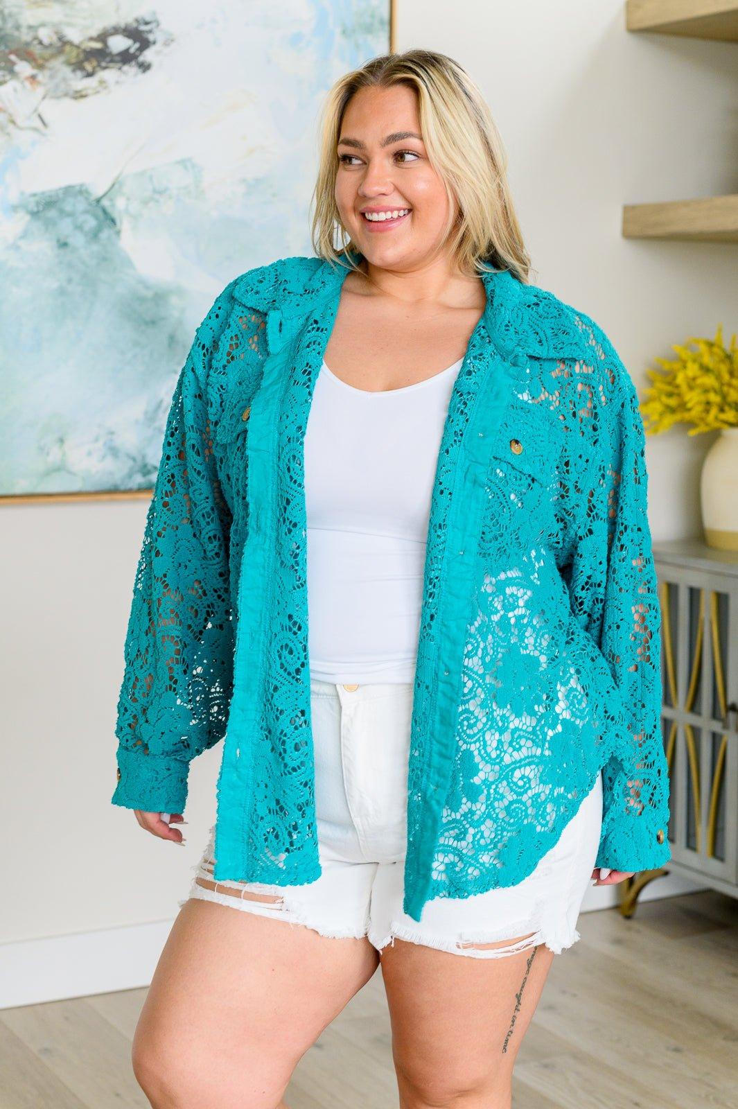 Topped with Lace Button Down - AS6709-01 - Love it Curvy