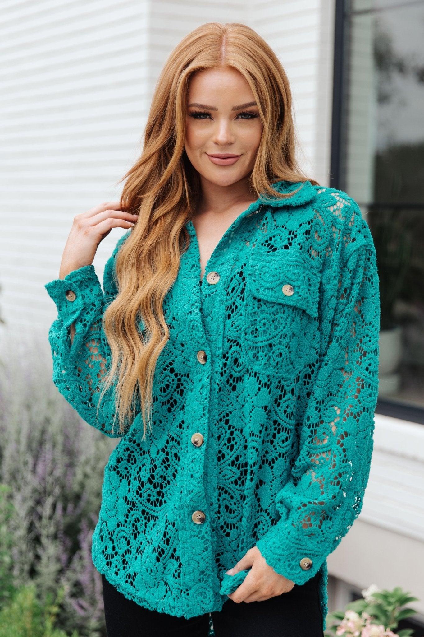 Topped with Lace Button Down - AS6709-01 - Love it Curvy