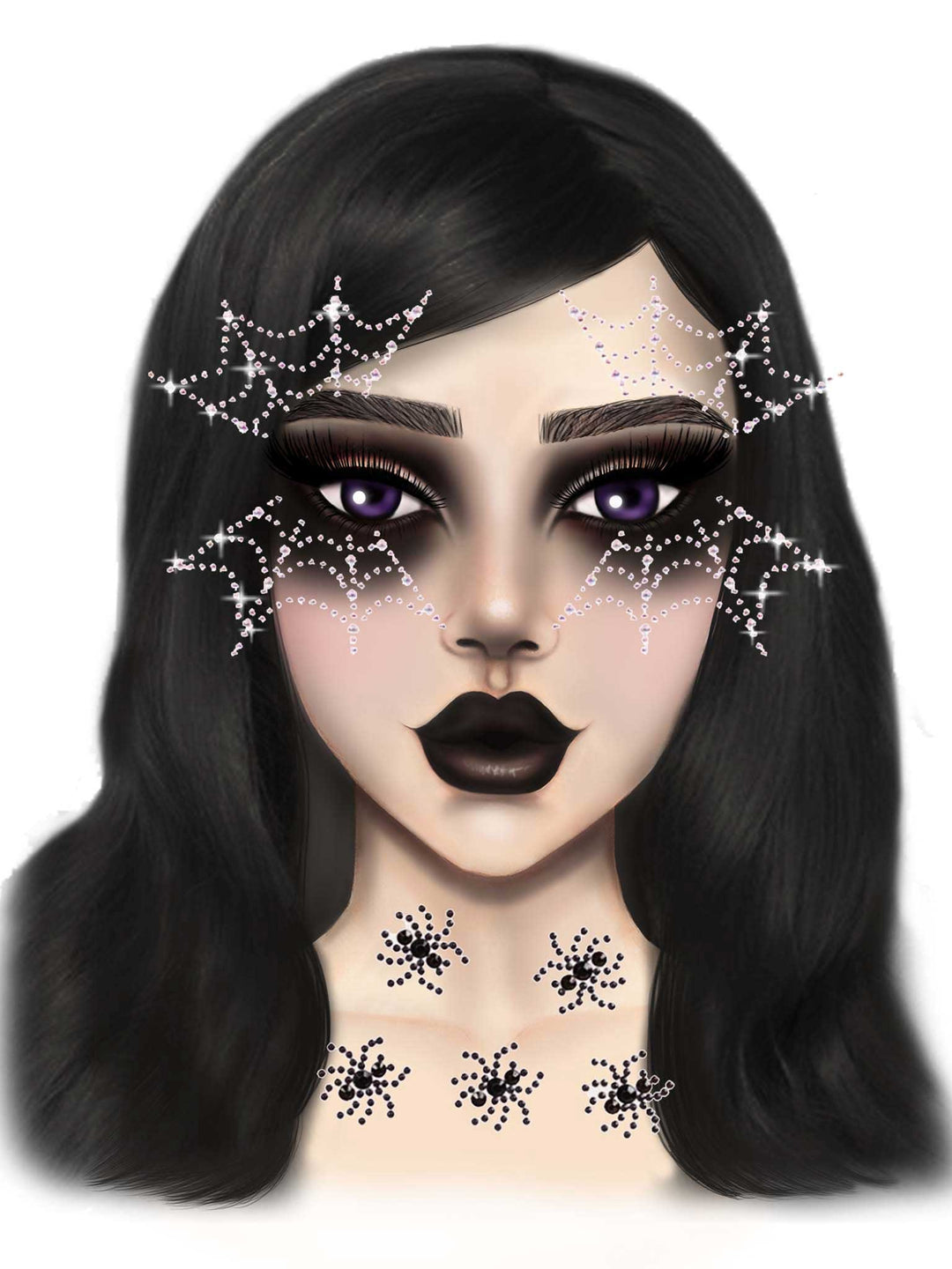 Spider Web Face Jewels Sticker - Love it Curvy