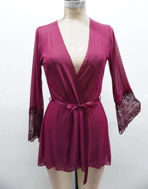 Plus Size Mesh & Lace Robe with Ribbon Belt – Completes Barely There Teddy (2354X) | LoveItCurvy - Love it Curvy