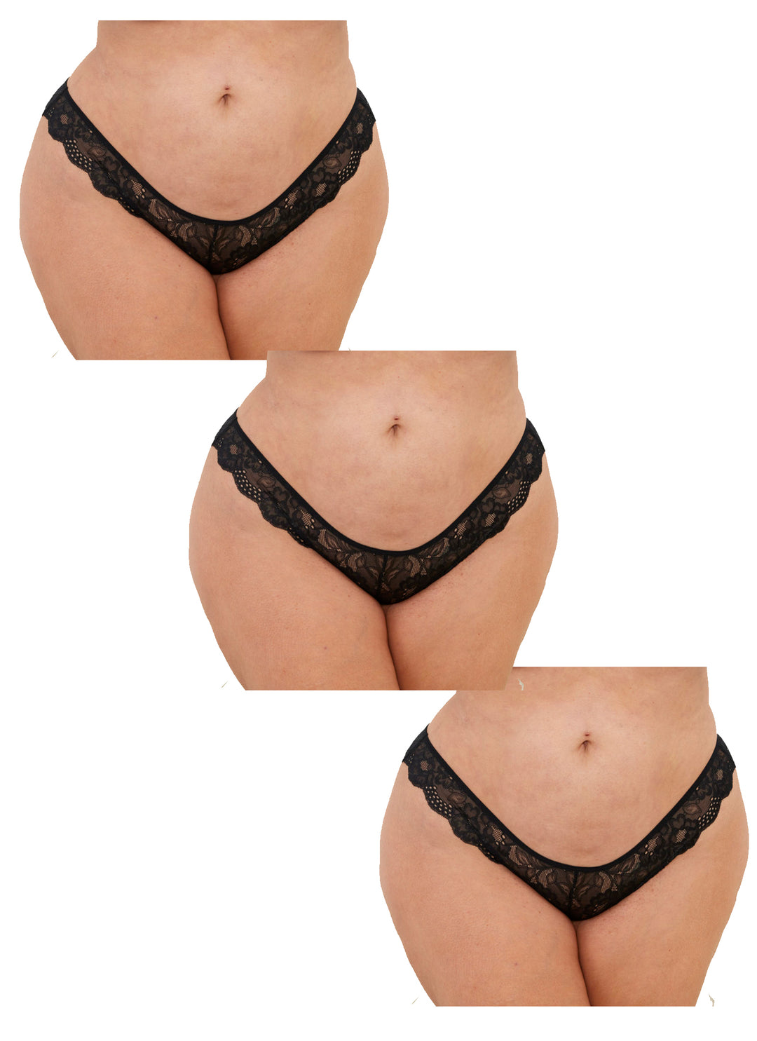 Queen 3-Pack Open Crotch Tangas – Plus Size Panty Set - Love it Curvy