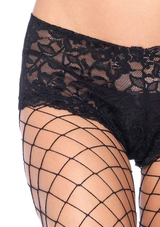 Fence Net Boy Short Pantyhose - Queen Size - Black - Love it Curvy
