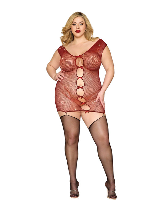 Garter Slip Dmnd - One Size Queen - Red - Love it Curvy