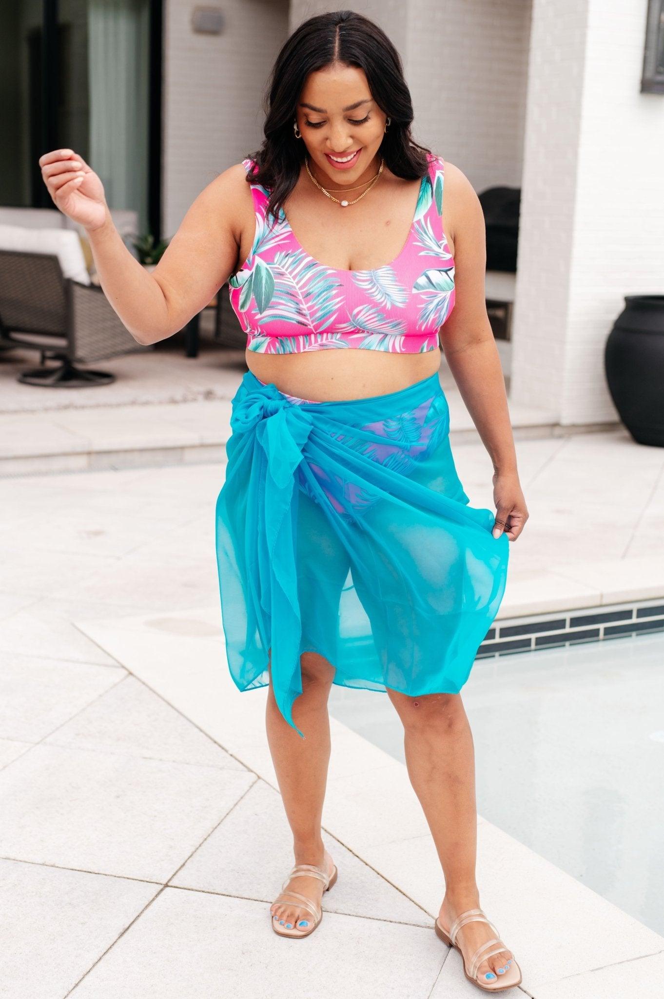 Wrapped In Summer Versatile Swim Cover in Teal - AS7868-01 - Love it Curvy