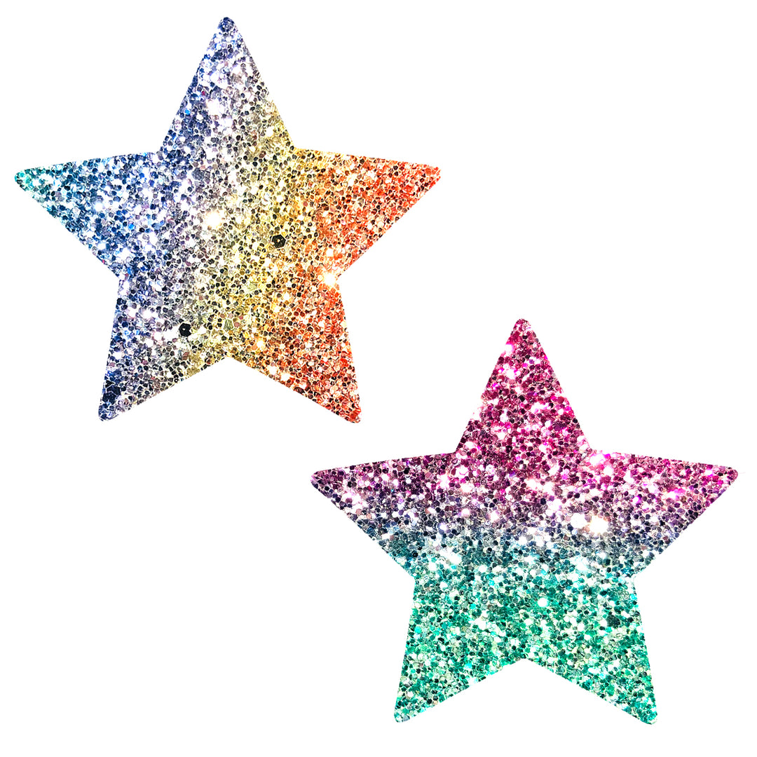 Super Sparkle Rock Kandi Chunky Rainbow Glitter Starry Nights Nipztix Pasties - Love it Curvy