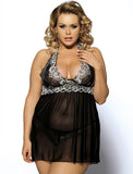 Black Plus Size Floral Halter Babydoll - Love it Curvy