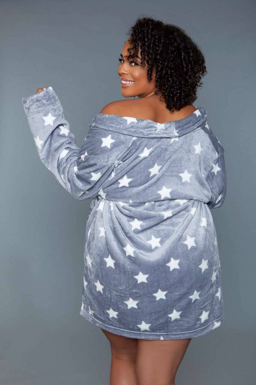 2259 Kaylee Robe Dark Grey White - Love it Curvy