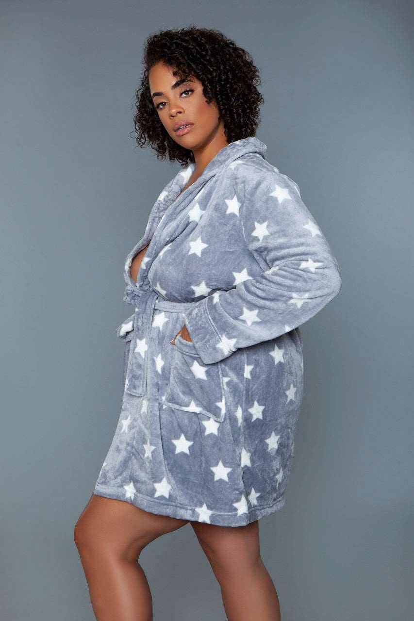 2259 Kaylee Robe Dark Grey White - Love it Curvy