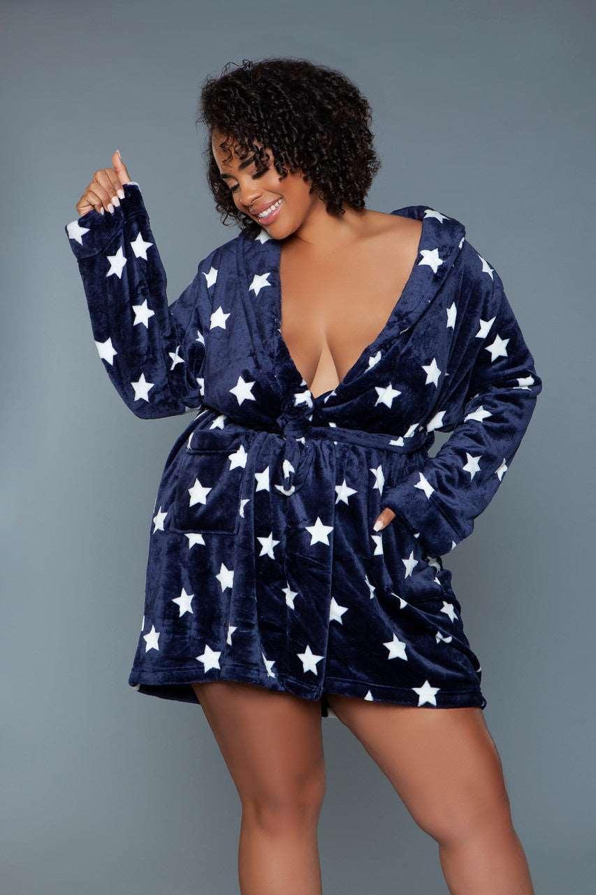 2259 Kaylee Robe Navy White - Love it Curvy