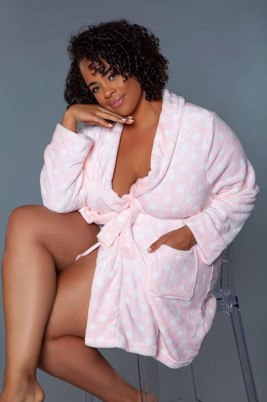 2259 Kaylee Robe Pink White - Love it Curvy