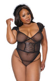 23326 - Teddy, Apron & Headpiece - Black - OS/XL - Love it Curvy