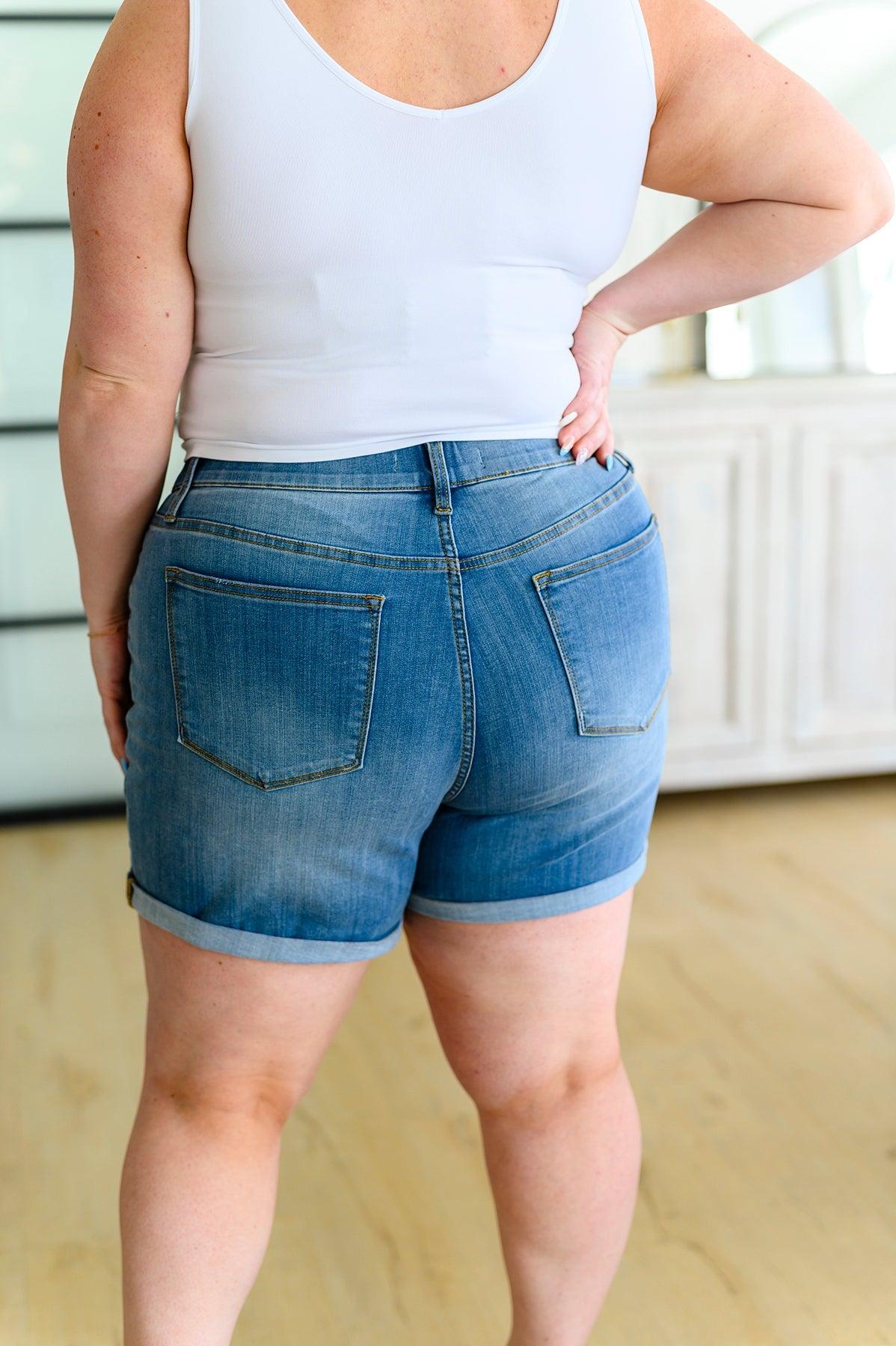 Perry High Rise Pull On Denim Shorts - Love it Curvy