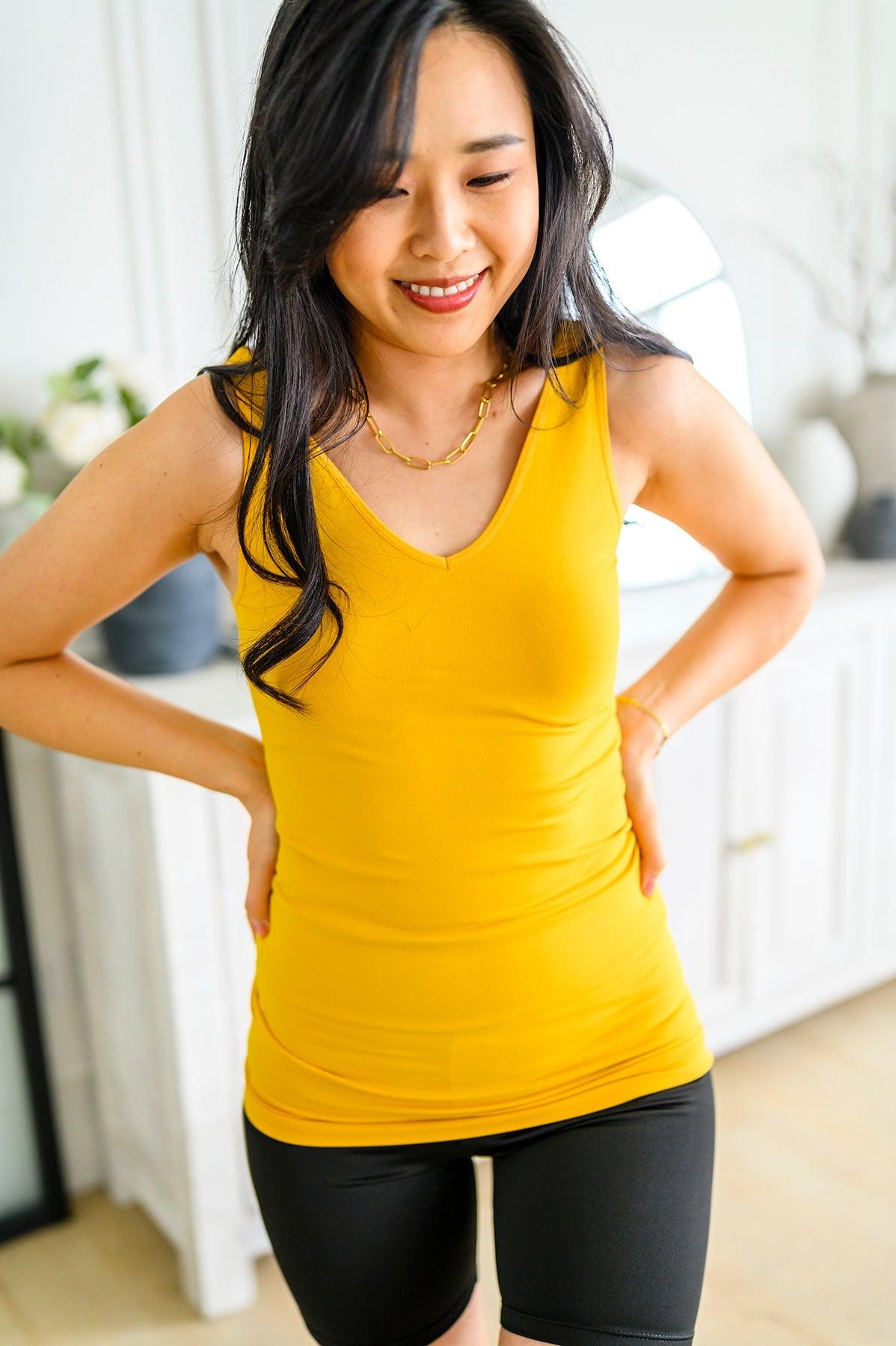 The Basics Reversible Longline Tank in Mustard - Love it Curvy