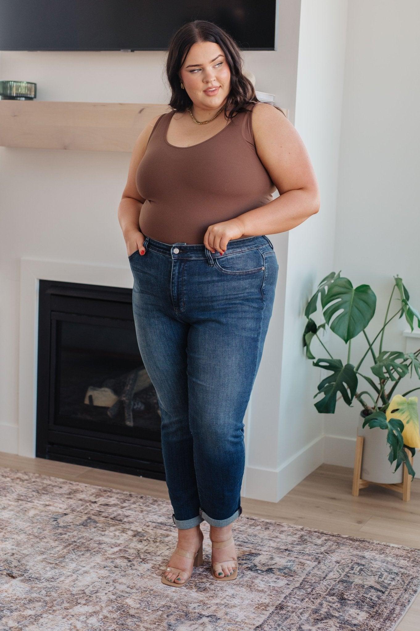 Amber Mid Rise Cuffed Slim Fit Jeans - Love it Curvy