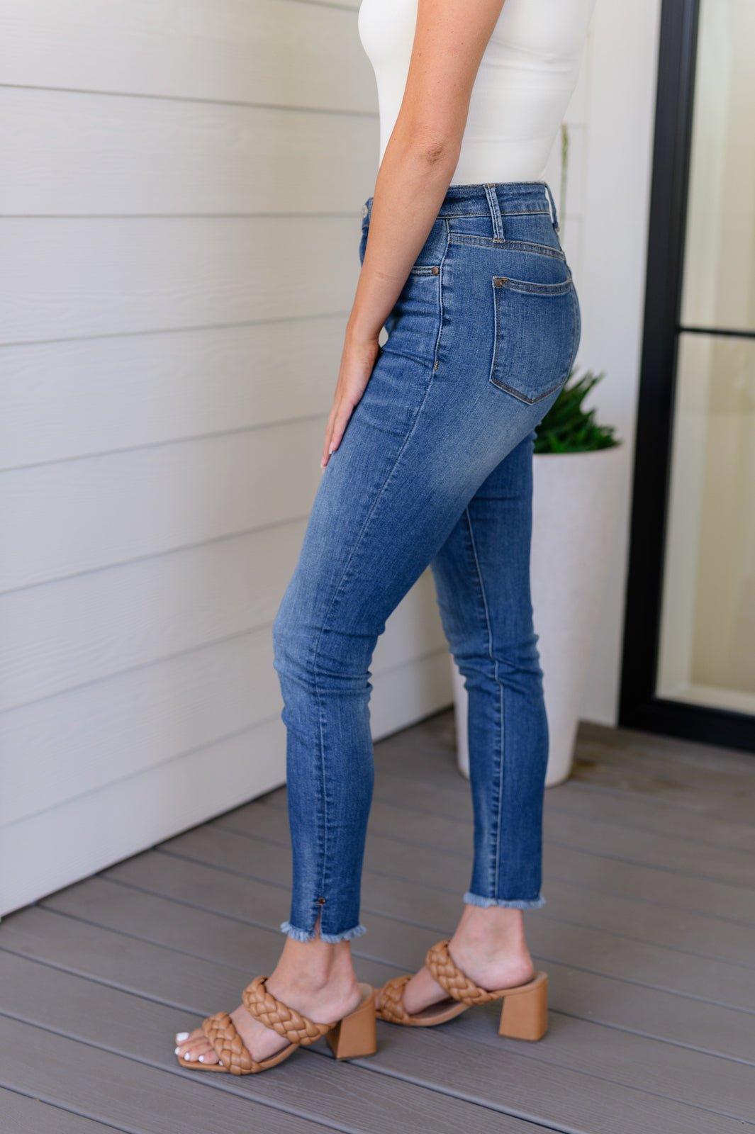 Amy High Rise Control Top Side Slit Skinny Jeans - Love it Curvy