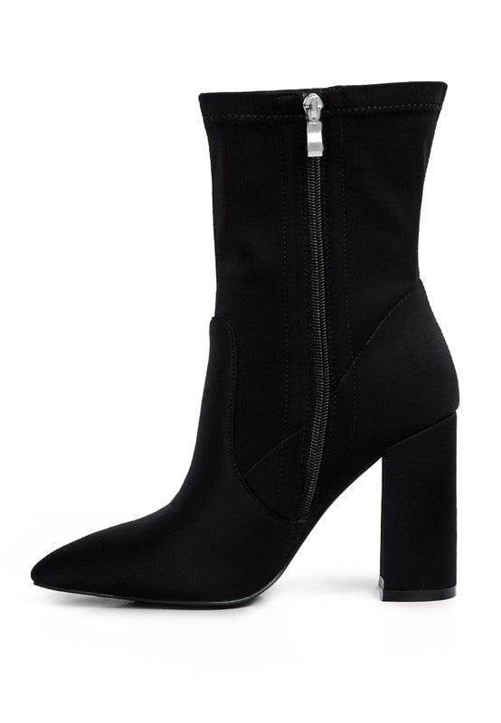 Ankle Lycra Block Heeled Boots - Love it Curvy