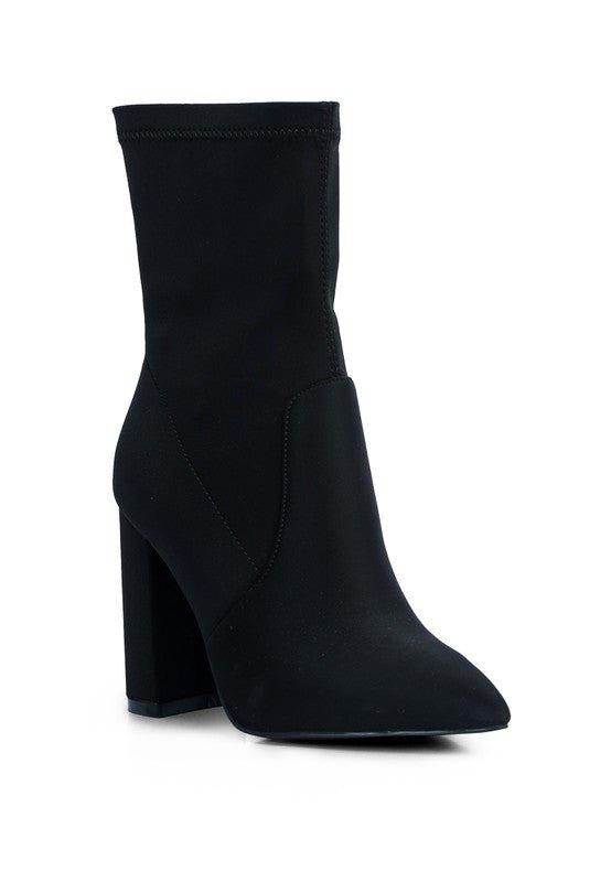 Ankle Lycra Block Heeled Boots - Love it Curvy