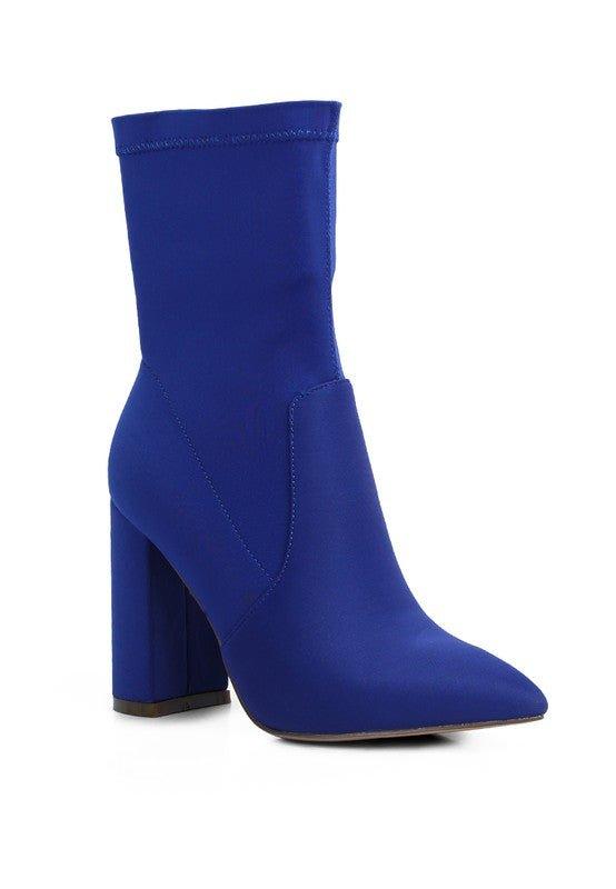 Ankle Lycra Block Heeled Boots - Love it Curvy