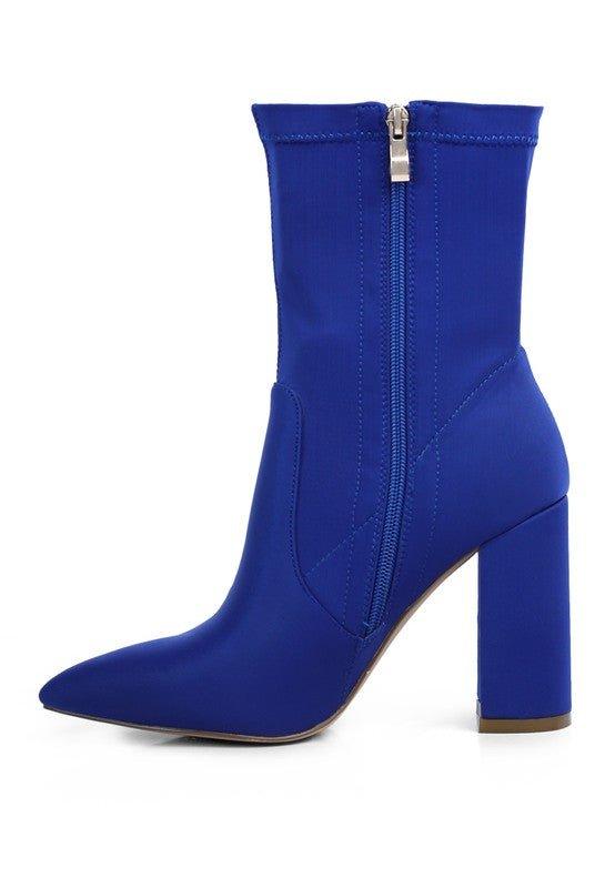 Ankle Lycra Block Heeled Boots - Love it Curvy