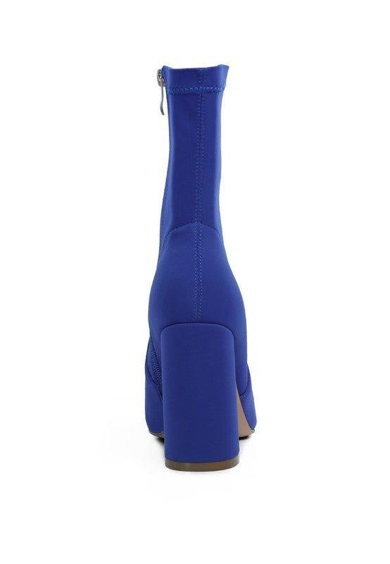 Ankle Lycra Block Heeled Boots - Love it Curvy