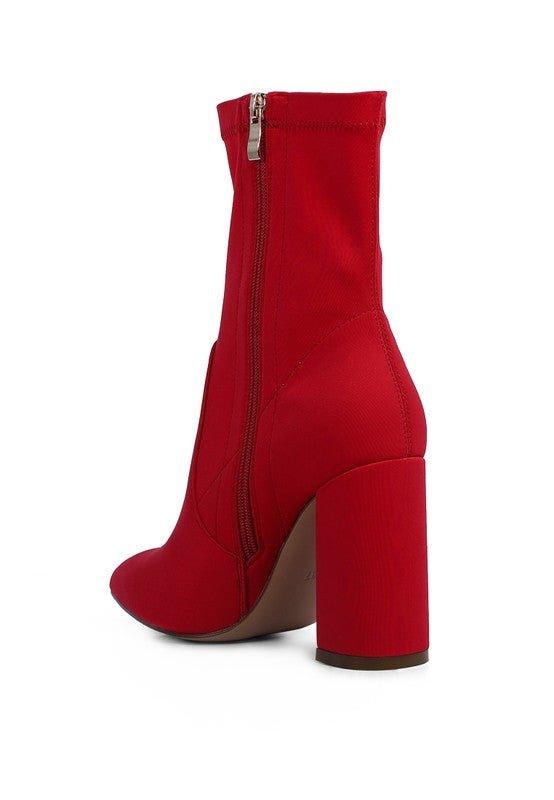 Ankle Lycra Block Heeled Boots - Love it Curvy