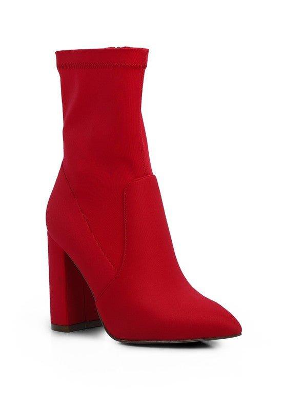 Ankle Lycra Block Heeled Boots - Love it Curvy