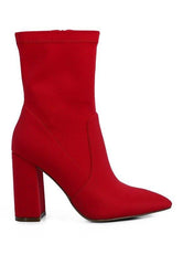 Ankle Lycra Block Heeled Boots - Love it Curvy