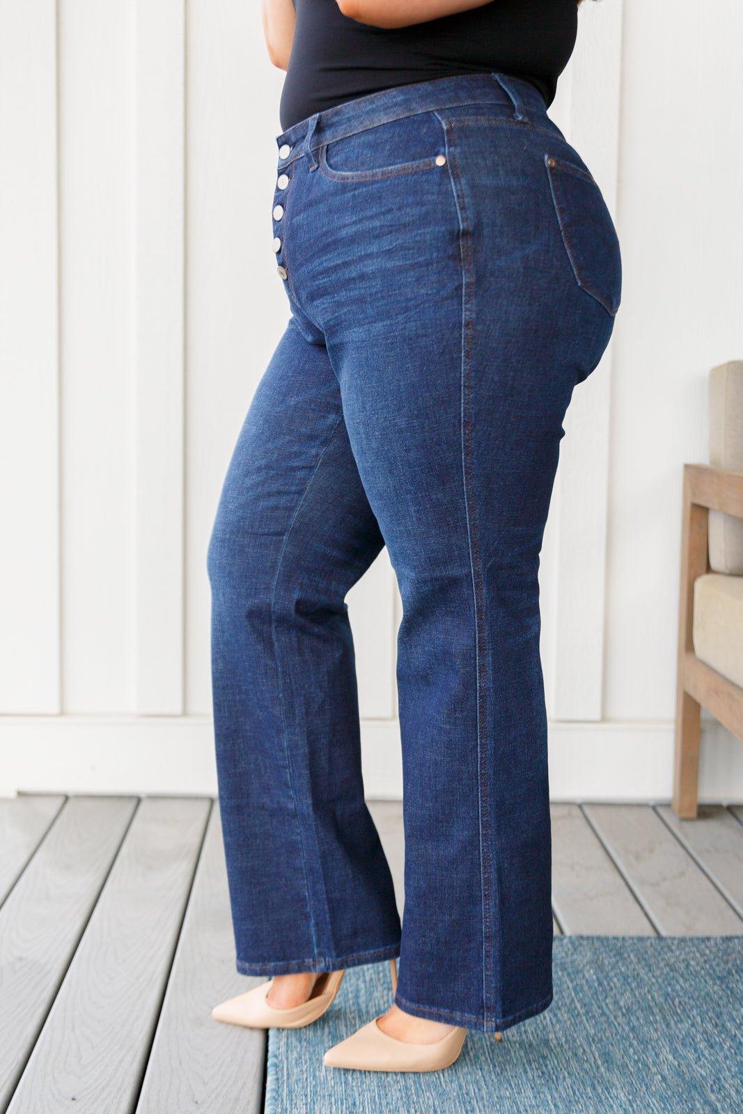 Arlo High Rise Button-Fly Straight Jeans - Love it Curvy