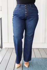 Arlo High Rise Button-Fly Straight Jeans - Love it Curvy