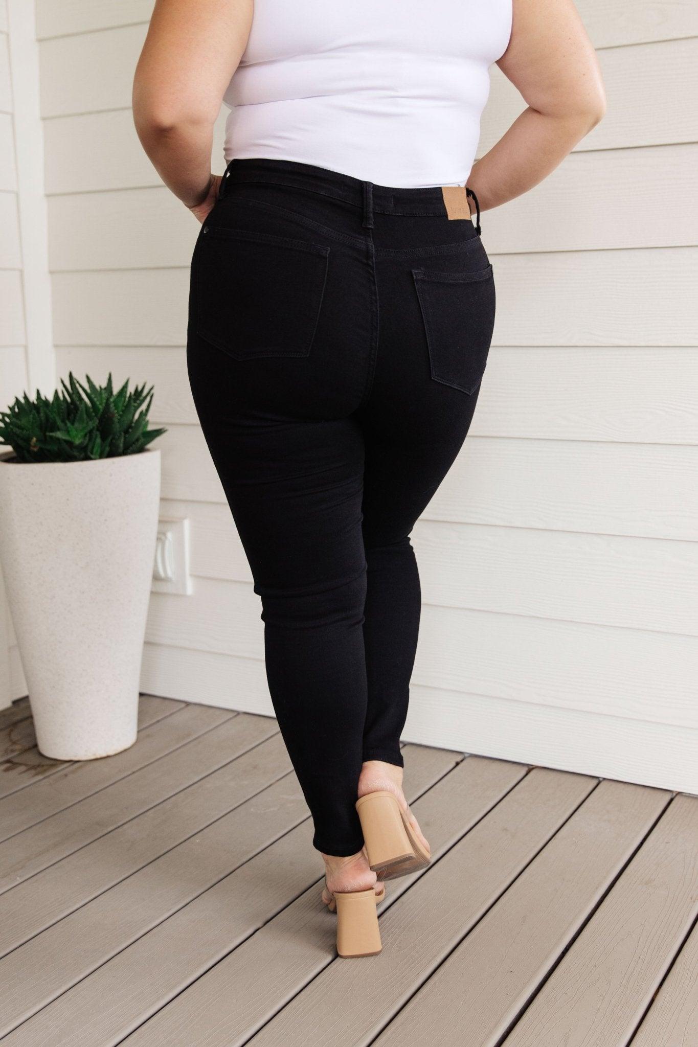 Audrey High Rise Control Top Classic Skinny Jeans in Black - Love it Curvy