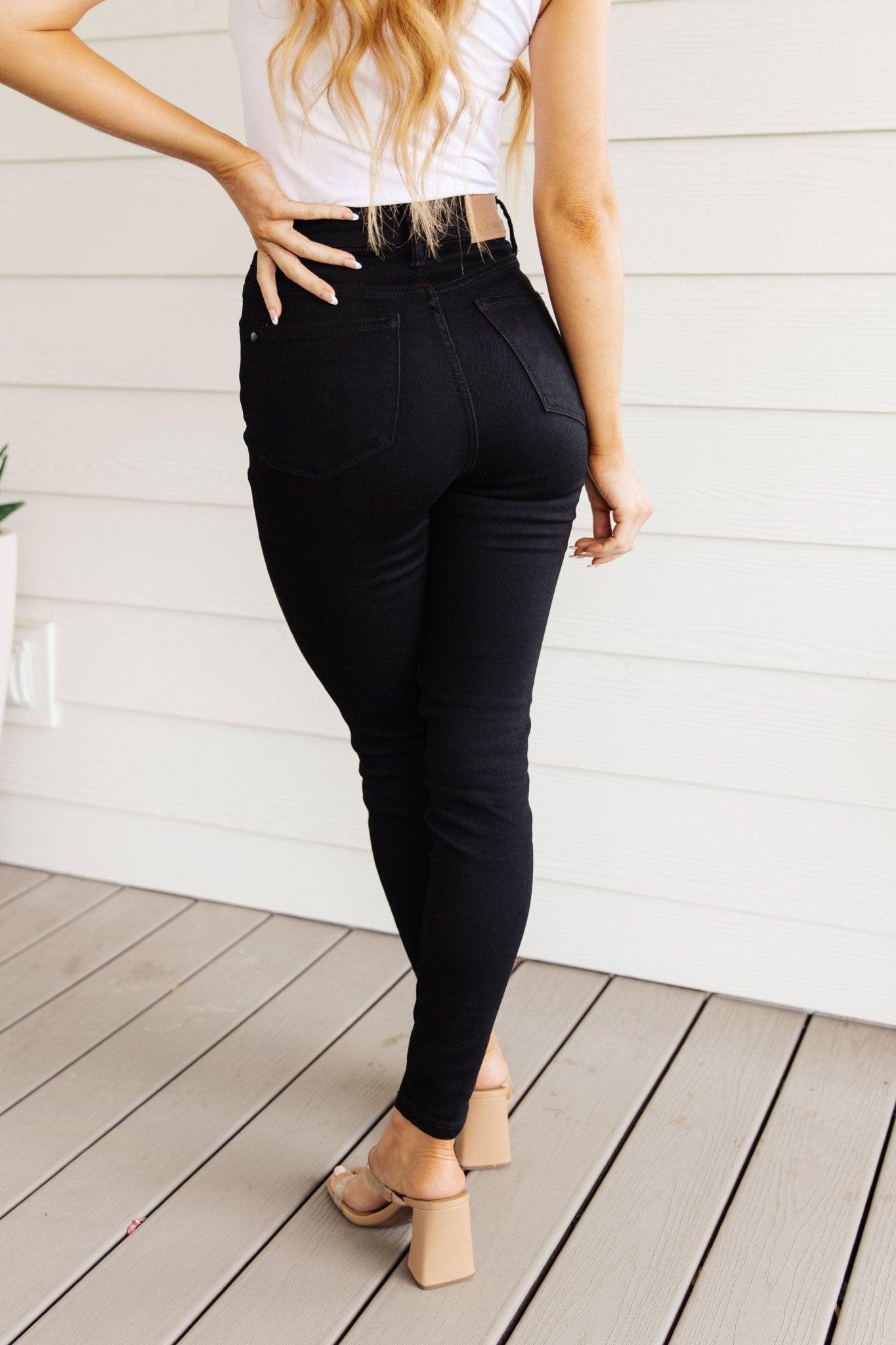 Audrey High Rise Control Top Classic Skinny Jeans in Black - Love it Curvy